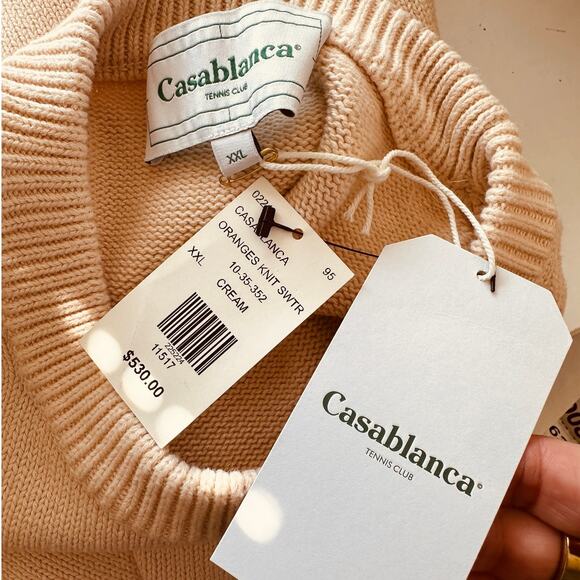 NWT Casablanca Cream Kapalia Oranges Graphic Intarsia Knit Sweater XXL - Picture 9 of 14